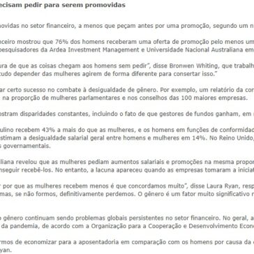 Desigualdade: mulheres em finanças precisam pedir para serem promovidas – 6 Minutos