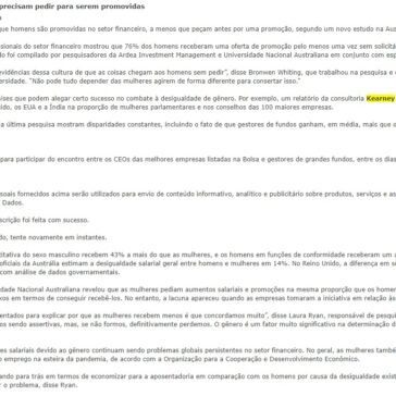 Mulheres em finanças precisam pedir para serem promovidas – Índices Bovespa
