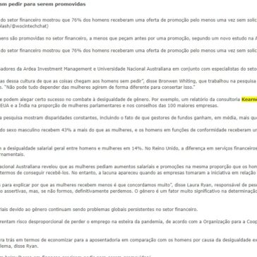 Mulheres em finanças precisam pedir para serem promovidas – Money Times