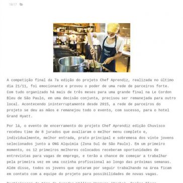 [News] Hotel Grand Hyatt sediou a etapa final do Chef Aprendiz, edição Chuvisco – Reino Literário Br