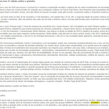 Greentech América Latina tem 2ª edição online e gratuita – Feiras Industriais
