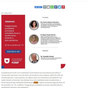 Webinar debate os efeitos psicológicos durante e pós-pandemia – A Tribuna News