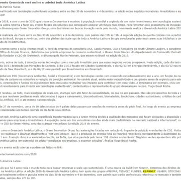 2ª edição do evento Greentech será online e cobrirá toda América Latina – Blog do Patrício Nunes
