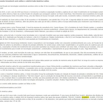2ª edição do evento Greentech será online e cobrirá toda América Latina – Segs