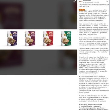 LANÇAMENTO TRAZ INGREDIENTES PARA FAZER O PÃO EM CASA (EMBANEWS) – Facebook