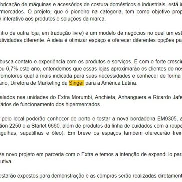 Singer inaugura ‘store in store’ em lojas do Grupo Pão de Açúcar – Grandes Nomes da Propaganda