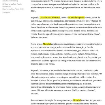 Mundial Logistics Group prevê fechar ano com crescimento de 5% – Canal Executivo Blog