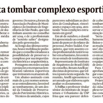 Condephaat rejeita tombar complexo esportivo do Ibirapuera – Folha de S.Paulo
