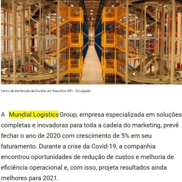 Mundial Logistics Group prevê fechar 2020 com crescimento de 5% – Negócios em Foco (DINO)