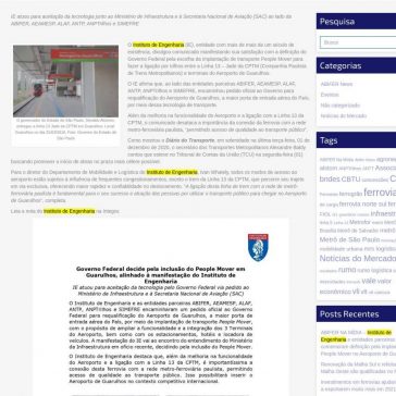 ABIFER NA MÍDIA – Instituto de Engenharia e entidades parceiras comemoram definição pela implantação do People Mover no Aeroporto de Guarulhos – ABIFER