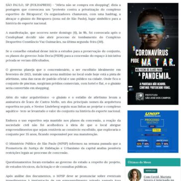 Grupo abraça ginásio contra concessão do complexo do Ibirapuera – Meon