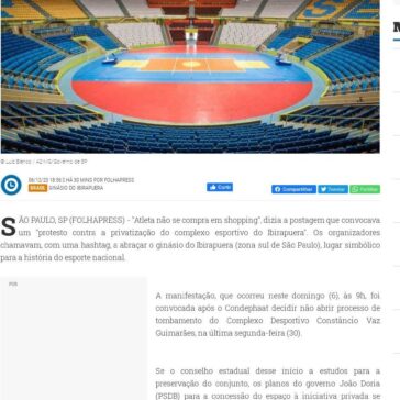 Grupo abraça ginásio contra concessão do complexo do Ibirapuera – Notícias ao Minuto