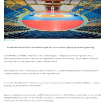 Grupo abraça ginásio contra concessão do complexo do Ibirapuera – Rádio Cidade Nova Jauru