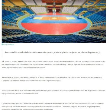 Grupo abraça ginásio contra concessão do complexo do Ibirapuera – Rádio SAT Peruíbe SP