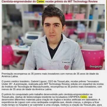 Cientista-empreendedor do Cietec recebe prêmio do MIT Technology Review – Portal Fator Brasil