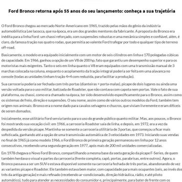 Trajetória do Ford Bronco – CARROS com CAMANZI