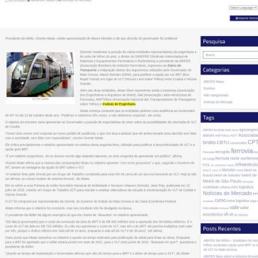 ABIFER NA MÍDIA – Entidades do setor de trilhos contestam opção pelo BRT no lugar do VLT no Mato Grosso – ABIFER