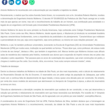 Viaduto em São Paulo recebe nome de engenheiro mackenzista – Segs