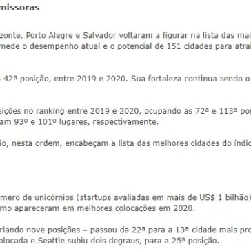 Salvador está no ‘ranking’ das cidades mais promissoras – Toda Bahia