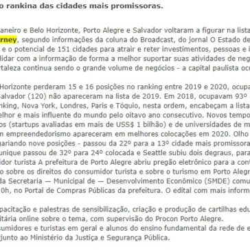 Porto Alegre e Salvador voltam ao rankina das cidades mais promissoras. – O Sul