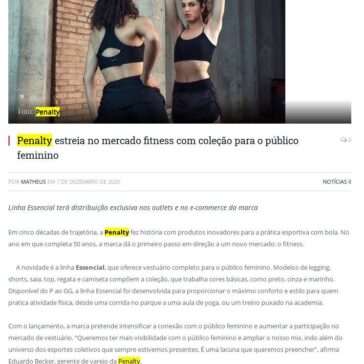 Penalty estreia no mercado fitness com coleção para o público feminino – Templo dos Esportes