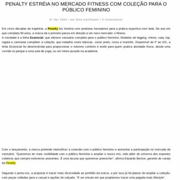 Penalty estréia no mercado fitness com coleção para o público feminino – Visão da Moda
