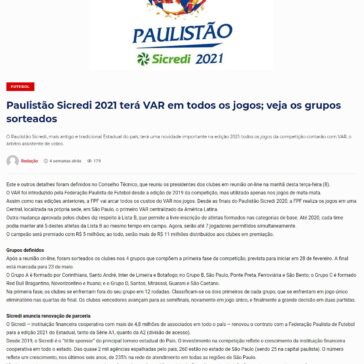 Paulistão Sicredi 2021 terá VAR em todos os jogos; veja os grupos sorteados – O Diario do Vale