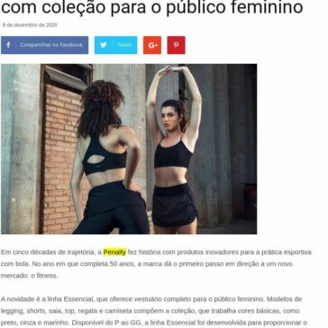 Penalty estreia no mercado fitness com coleção para o público feminino – Grandes Nomes da Propaganda