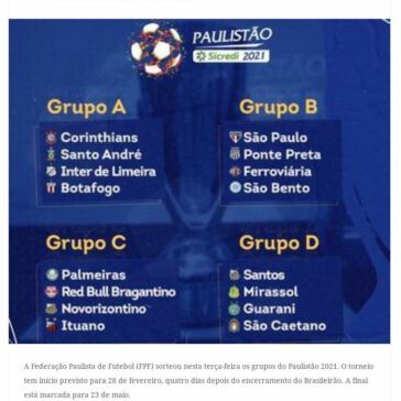 Pois é, já estamos falando do Paulistão/21 – Marcondes Brito