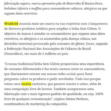 Wickbold amplia portfólio Sem Glúten com entrada em diferentes categorias – Vivendo com a Sii e a Intolerância à Lactose