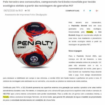Paulistão Sicredi 2021: bola ecológica da Penalty ganha nova roupagem – JE Online