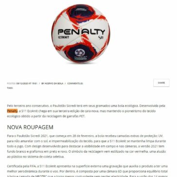 Paulistão Sicredi 2021: bola ecológica da Penalty ganha nova roupagem – Acervo da Bola