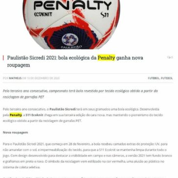 Paulistão Sicredi 2021: bola ecológica da Penalty ganha nova roupagem – Templo dos Esportes