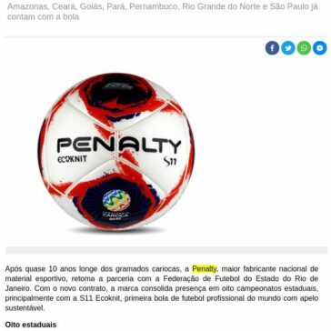 Bola ecológica da Penalty será estrela de oito estaduais – Difusora 24h