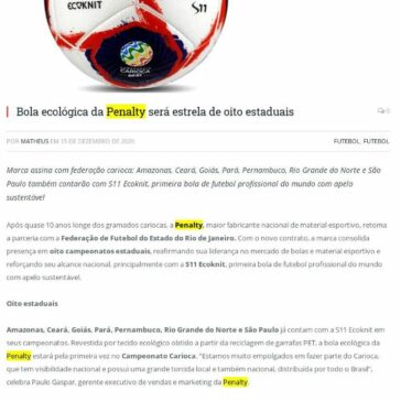 Bola ecológica da Penalty será estrela de oito estaduais – Templo dos Esportes