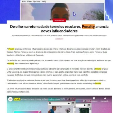 De olho na retomada de torneios escolares, Penalty anuncia novos influenciadores – Marketing Esportivo