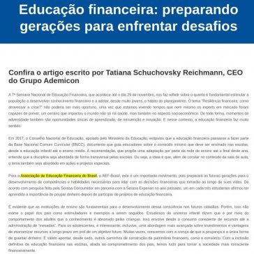 Educação financeira: preparando gerações para enfrentar desafios – Revista Seguro Total (On-line)