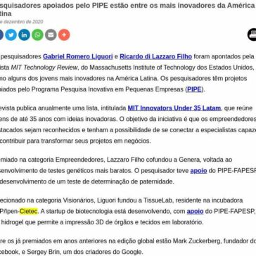 Pesquisadores apoiados pelo PIPE estão entre os mais inovadores da América Latina – FAPESP PESQUISA