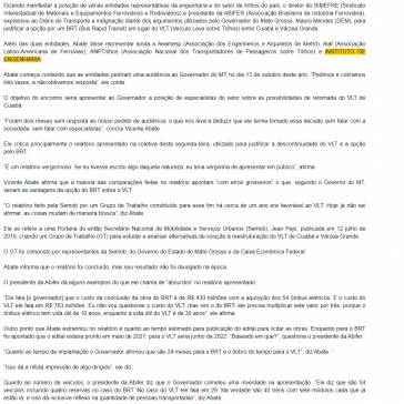 Entidades do setor de trilhos contestam opção pelo BRT no lugar do VLT no Mato Grosso – Ciência-tecnologia-logística-transportes