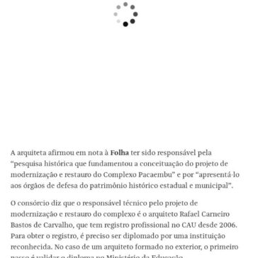 Arquiteta do novo Pacaembu não tem registro profissional no país – Folha de S.Paulo