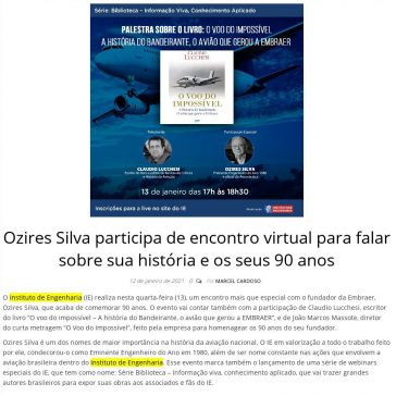 Ozires Silva participa de encontro virtual para falar sobre sua história e os seus 90 anos – Portão 1