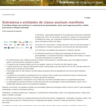 Sobratema e entidades de classe assinam manifesto – Revista M&T