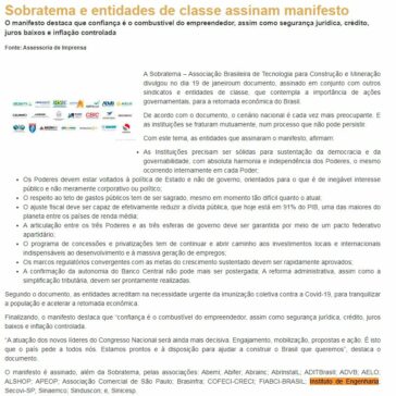 Sobratema e entidades de classe assinam manifesto – Grandes Construções