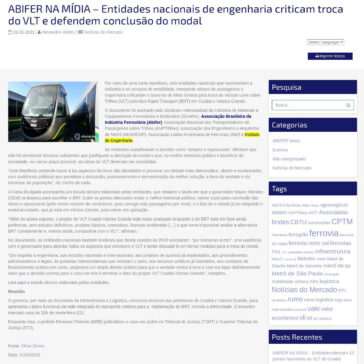 ABIFER NA MÍDIA – Entidades nacionais de engenharia criticam troca do VLT e defendem conclusão do modal – ABIFER