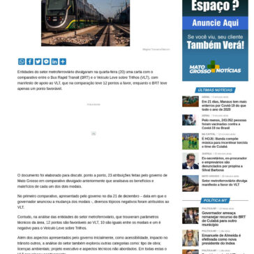 Setor metroferroviário divulga manifesto a favor do VLT – MATO GROSSO MAIS NOTÍCIAS