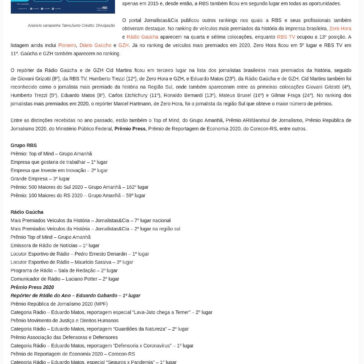 Em conexão com o público, Grupo RBS celebra premiações recebidas em 2020 – Revista Press