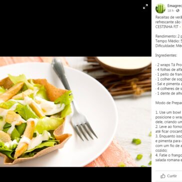Receitas de verão: salada leve e sobremesa refrescante são ideais para a estação: CESTINHA FIT – Facebook