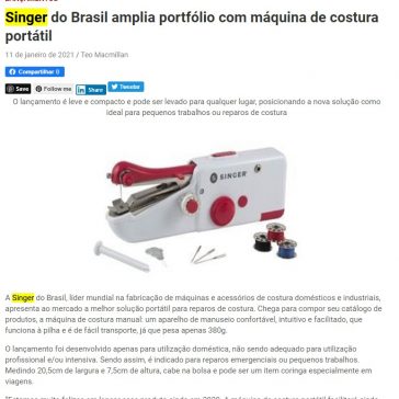 Singer do Brasil amplia portfólio com máquina de costura portátil – Blog Tudo de Novo