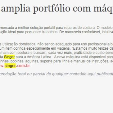 Singer do Brasil amplia portfólio com máquina de costura portátil –  Textília.net