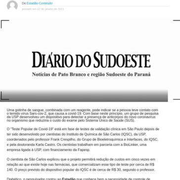 USP desenvolve teste que reduz custo para detectar anticorpos da covid-19 – Diário do Sudoeste